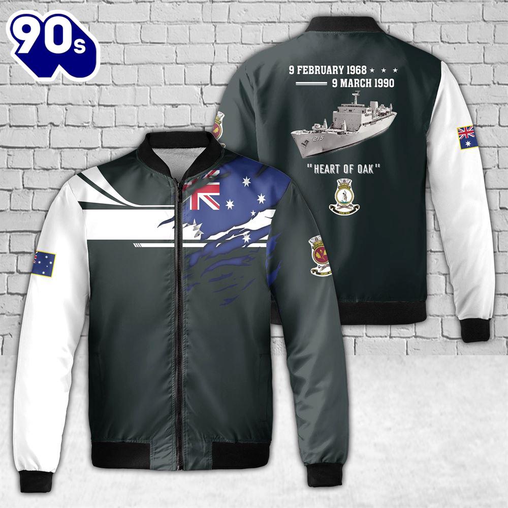 Custom Name Royal Australian Navy HMAS Stalwart (D 215) AOP Fleece Bomber Jacket Custom Name Royal Australian Navy HMAS Stalwart (D 215) AOP Fleece Bomber Jacket