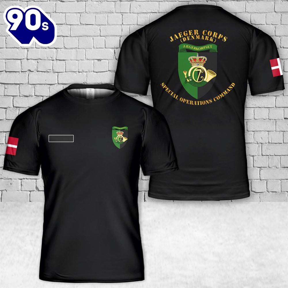 Custom Name Royal Danish Army Jaeger Corps Special Forces T-Shirt 3D Custom Name Royal Danish Army Jaeger Corps Special Forces T-Shirt 3D