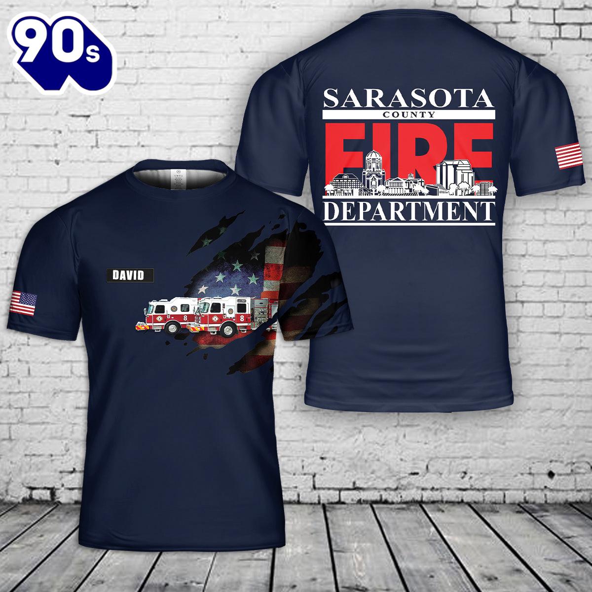 Custom Name Sarasota County Fire Department 3D T-Shirt 1 , Veteran Shirt Custom Name Sarasota County Fire Department 3D T-Shirt 1 , Veteran Shirt