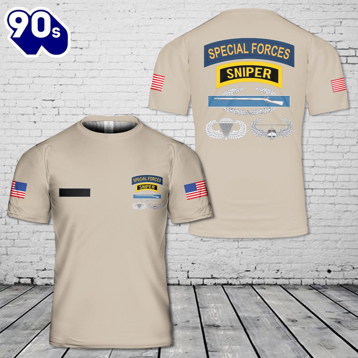 Custom Name SF Sniper CIB Airborne Air Assault T-Shirt 3D , Veteran Shirt Custom Name SF Sniper CIB Airborne Air Assault T-Shirt 3D , Veteran Shirt