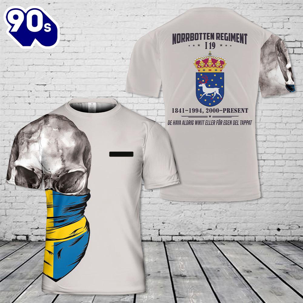 Custom Name Swedish Army Norrbotten Regiment I 19 T-Shirt 3D Custom Name Swedish Army Norrbotten Regiment I 19 T-Shirt 3D