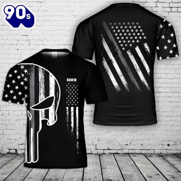 Custom Name Thin Grey Line Correctional Officer 3D T-Shirt , Veteran Shirt
