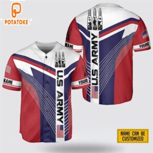 Custom Name United State Army Baseball Jersey 4th Of July
