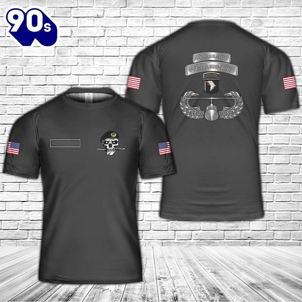 Custom Name US Army 101st Airborne Division Air Assault Screaming Eagles Skull Black Beret T-Shirt 3D Custom Name US Army 101st Airborne Division Air Assault Screaming Eagles Skull Black Beret T-Shirt 3D