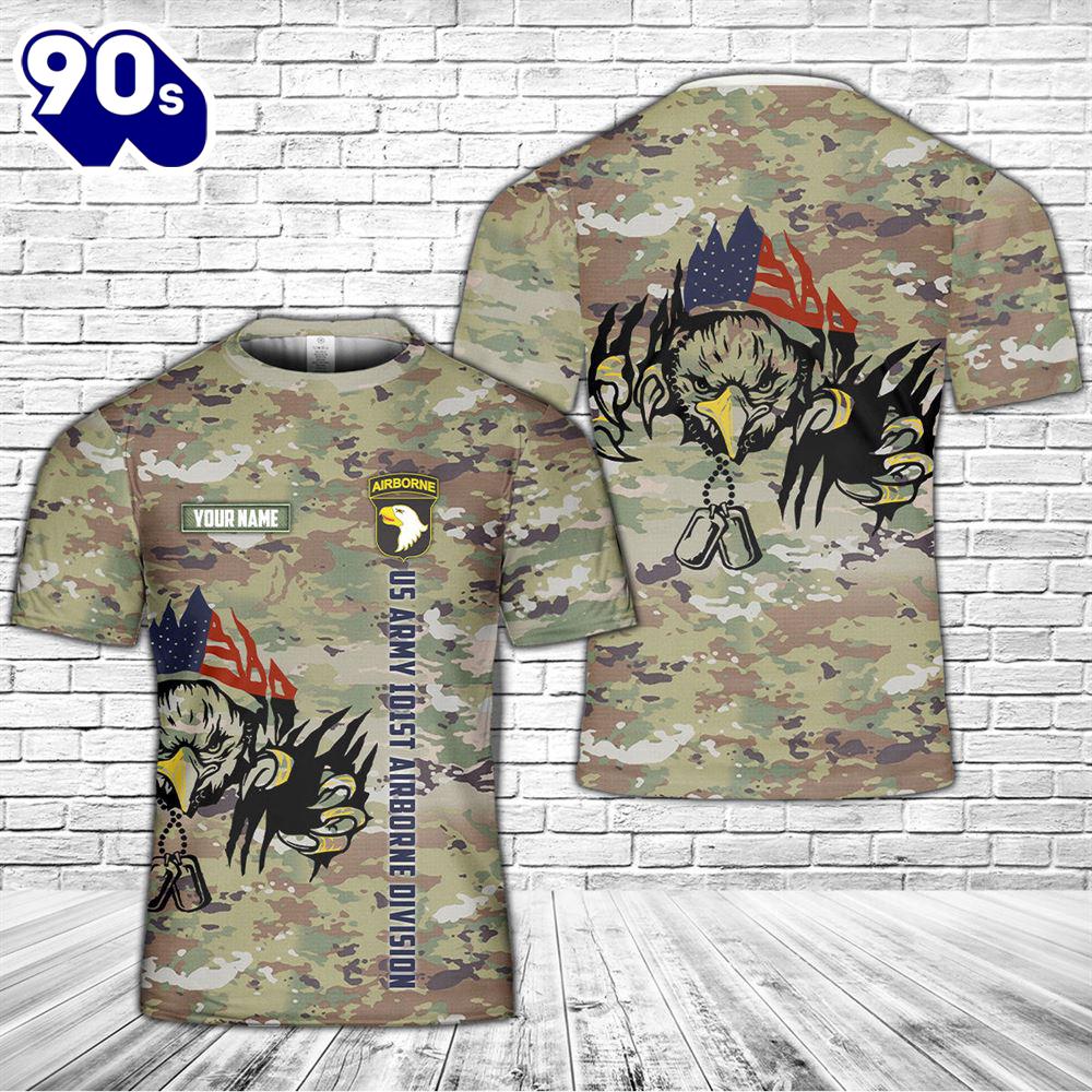 Custom Name US Army 101st Airborne Division Screaming Eagles 3D T-Shirt Custom Name US Army 101st Airborne Division Screaming Eagles 3D T-Shirt