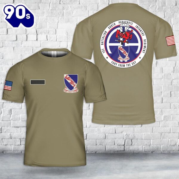 Custom Name US Army 1-508 PIR, 3 BCT 82nd ABN T-Shirt 3D