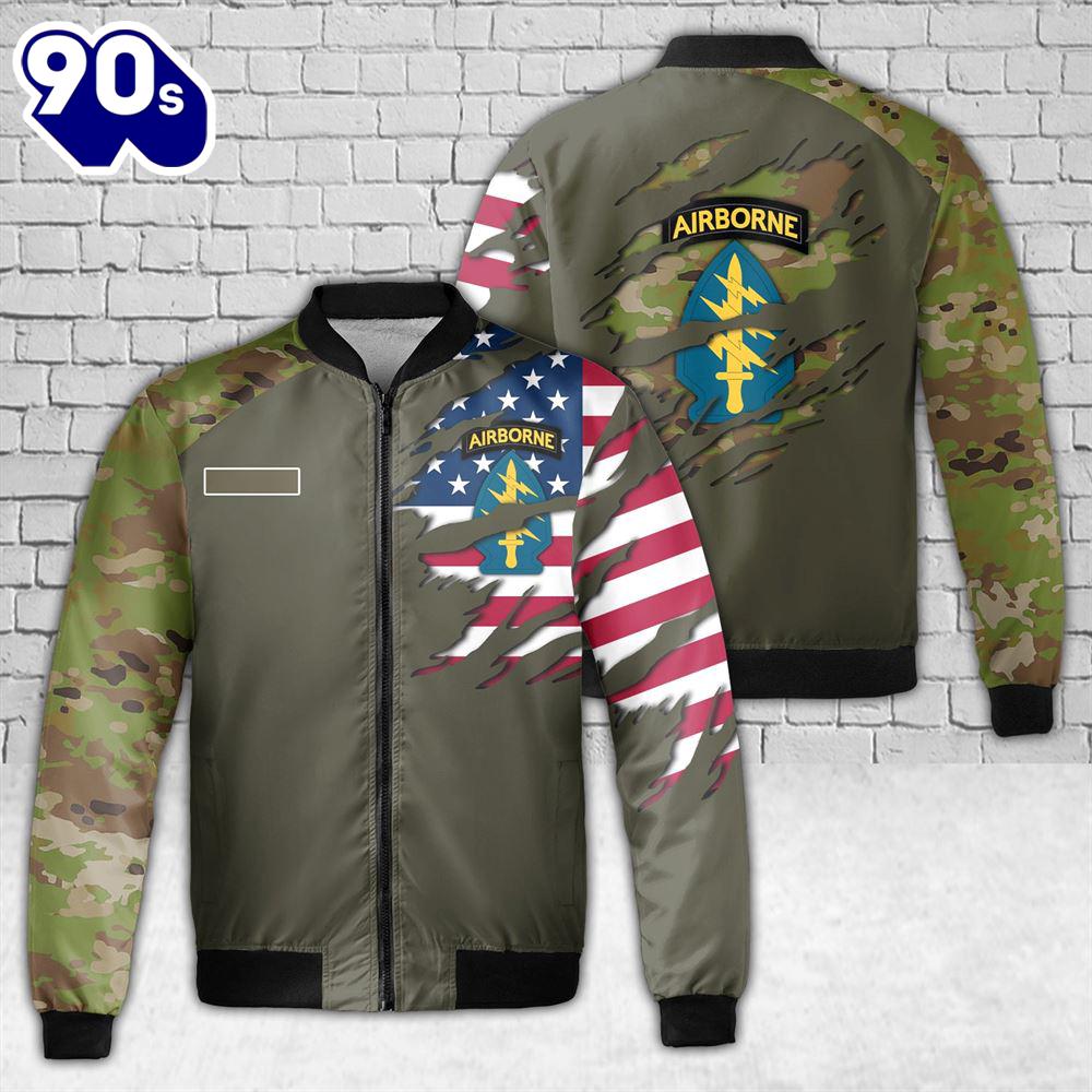 Custom Name US Army 1st Special Forces Command AOP Fleece Bomber Jacket Custom Name US Army 1st Special Forces Command AOP Fleece Bomber Jacket