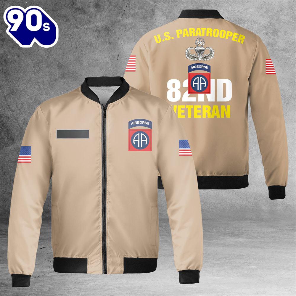 Custom Name US Army 82nd Airborne Division Veteran Paratrooper AOP Fleece Bomber Jacket 1 Custom Name US Army 82nd Airborne Division Veteran Paratrooper AOP Fleece Bomber Jacket 1