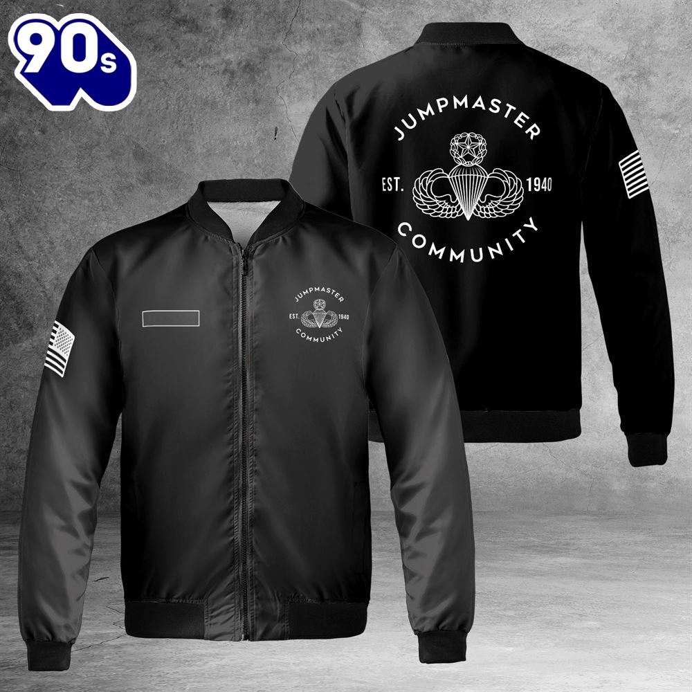 Custom Name US Army Jumpmaster Community AOP Fleece Bomber Jacket Custom Name US Army Jumpmaster Community AOP Fleece Bomber Jacket