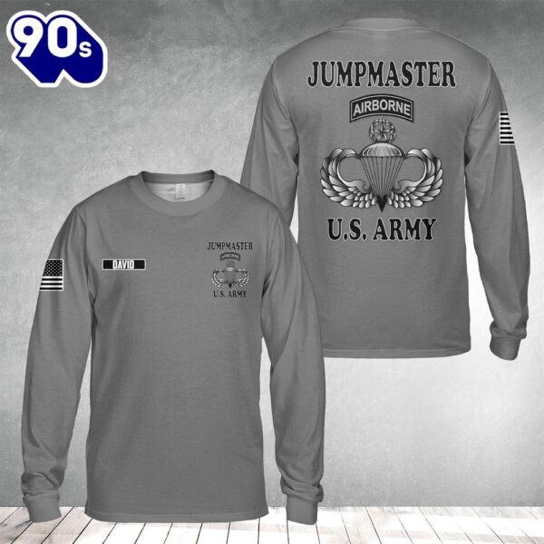 Custom Name US Army Jumpmaster Master Wings AOP Long Sleeve Shirt