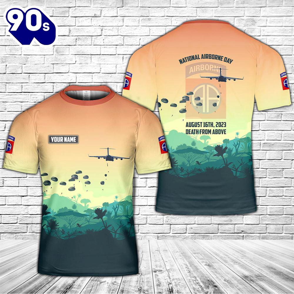 Custom Name US Army National Airborne Day, 82nd Airborne Division 3D T-Shirt Custom Name US Army National Airborne Day, 82nd Airborne Division 3D T-Shirt