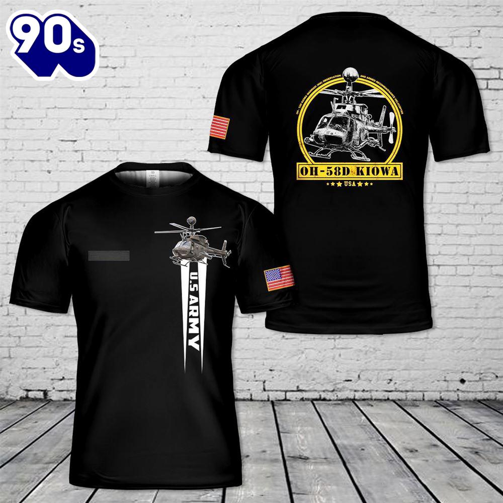 Custom Name US Army OH-58D Kiowa Warrior T-Shirt 3D Custom Name US Army OH-58D Kiowa Warrior T-Shirt 3D