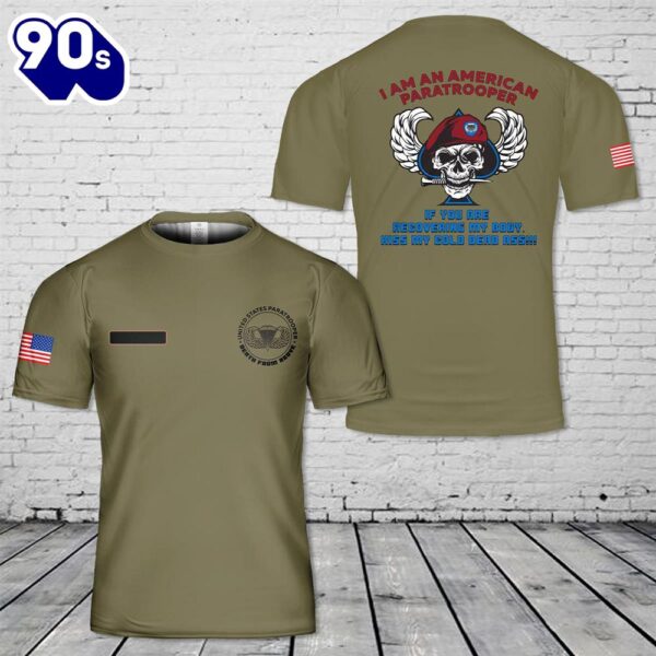 Custom Name US Army Paratrooper 82nd Airborne 101st Fort Bragg Benning Campbell T-Shirt 3D