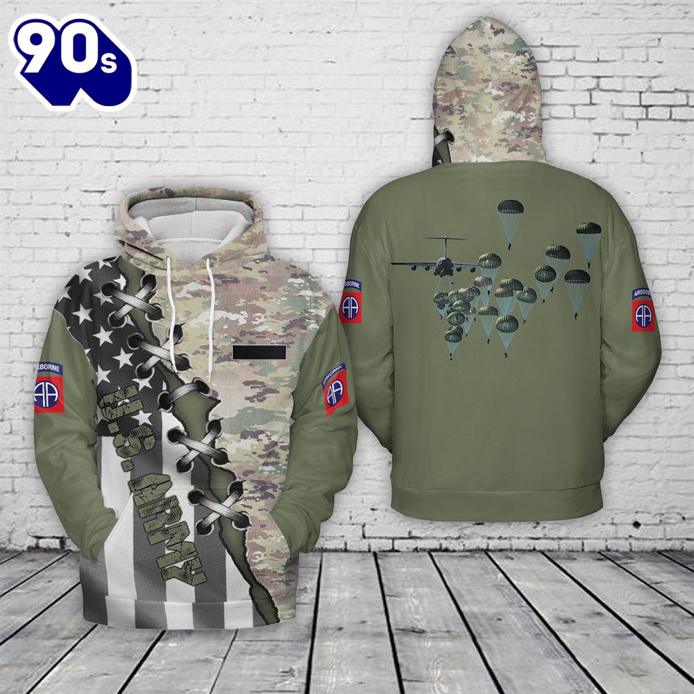 Custom Name US Army Paratroopers With The 82nd Airborne Division Parachute Hoodie 3D Custom Name US Army Paratroopers With The 82nd Airborne Division Parachute Hoodie 3D