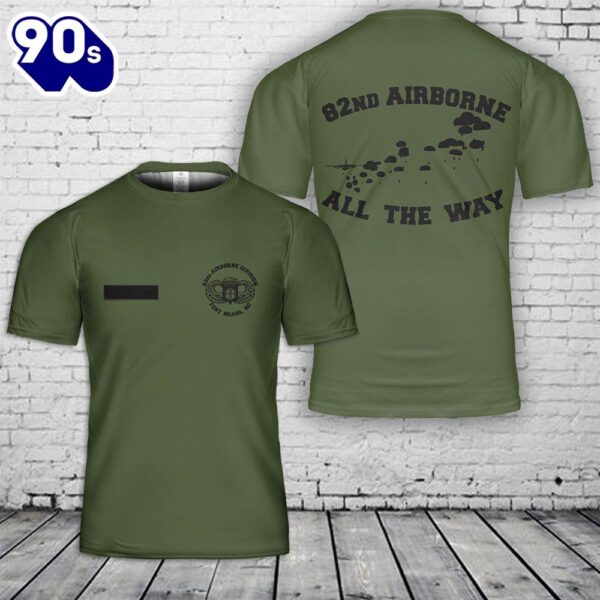 Custom Name US Army Paratroopers With The 82nd Airborne Division Parachute T-Shirt 3D
