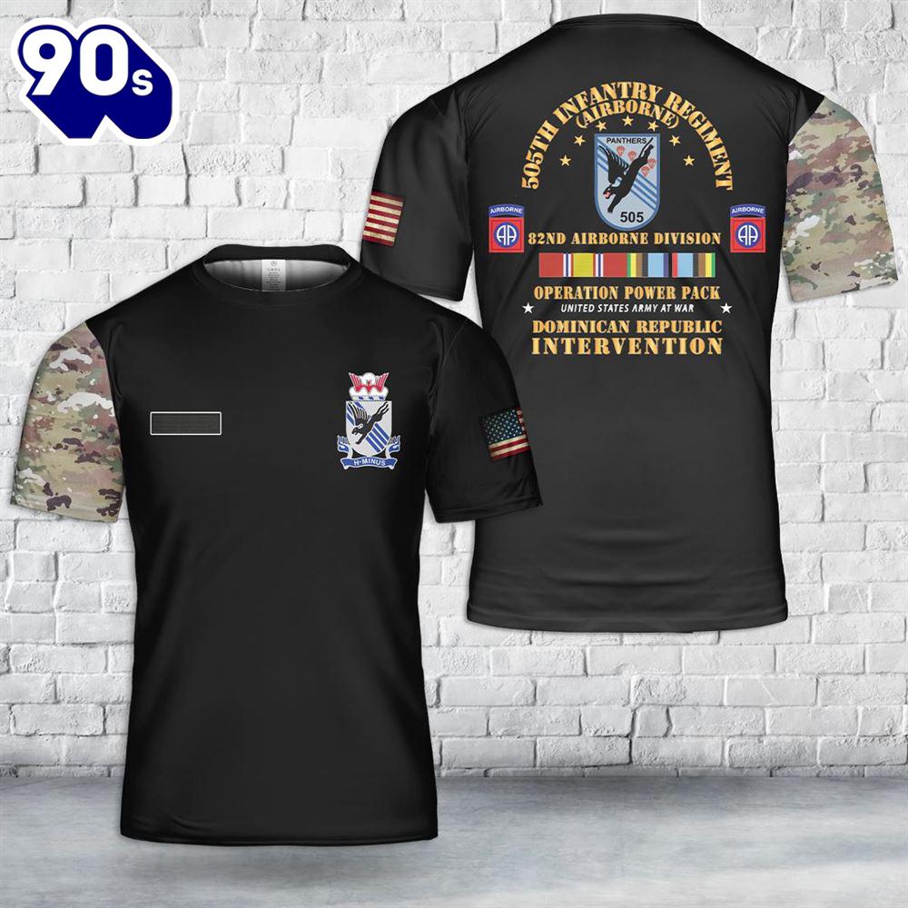 Custom Name US Army Power Pack - 505th Parachute Airborne Infantry Regiment - 82nd Airborne Division w Svc Ribbons T-Shirt 3D Custom Name US Army Power Pack - 505th Parachute Airborne Infantry Regiment - 82nd Airborne Division w Svc Ribbons T-Shirt 3D