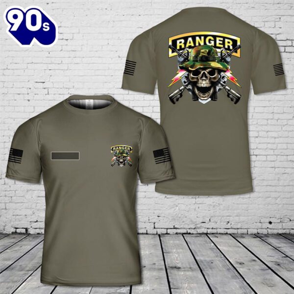 Custom Name US Army Ranger Skull T-Shirt 3D