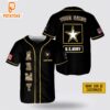 Custom Name US Army Rank American Flag Veteran Baseball Jersey 4th Of July