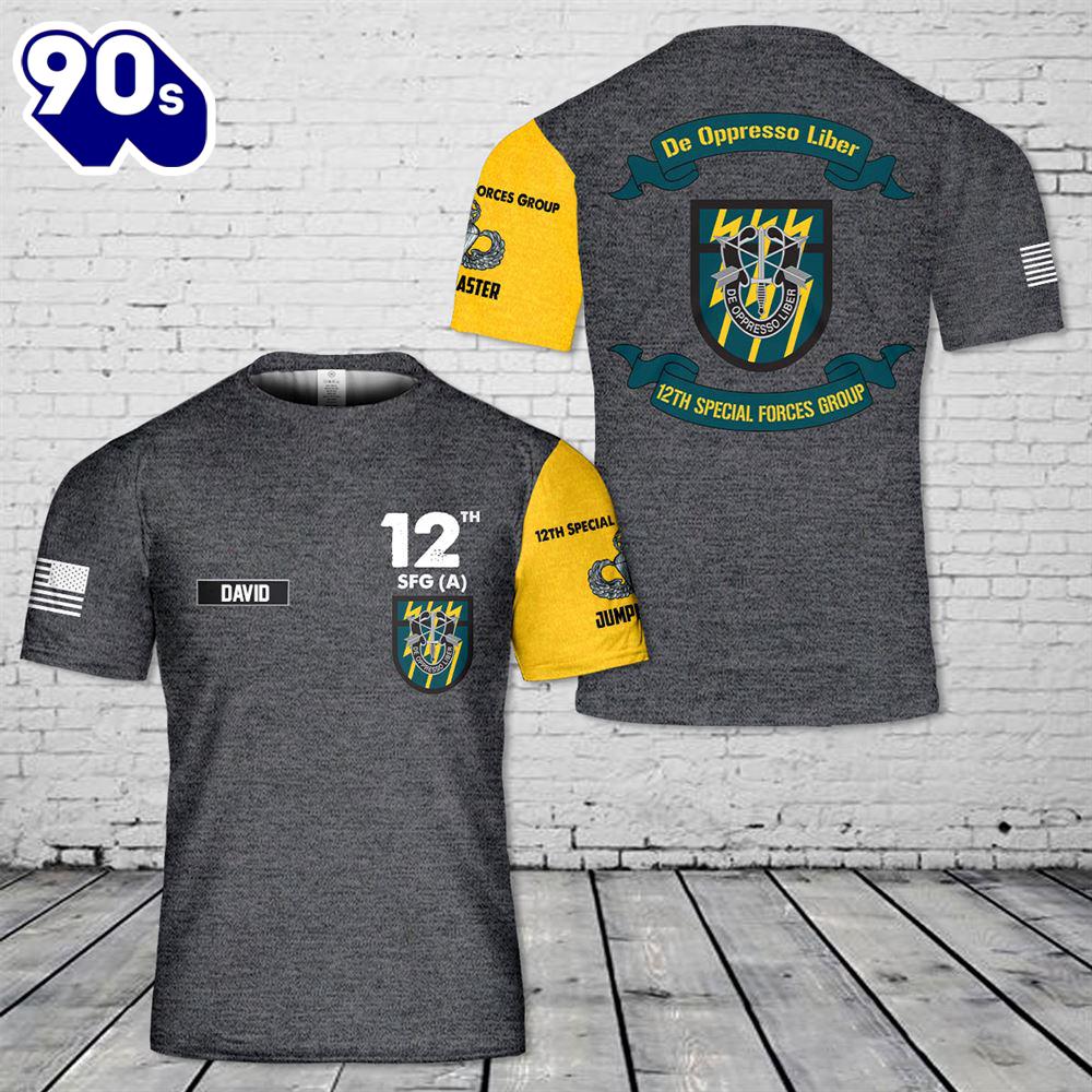 Custom Name US Army Special 12th Special Forces Group (12th SFG)(A) T-Shirt 3D Custom Name US Army Special 12th Special Forces Group (12th SFG)(A) T-Shirt 3D