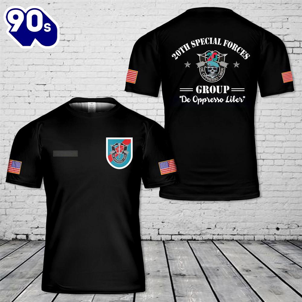 Custom Name US Army Special 20th Special Forces Group (20th SFG)(A)) T-Shirt 3D Custom Name US Army Special 20th Special Forces Group (20th SFG)(A)) T-Shirt 3D