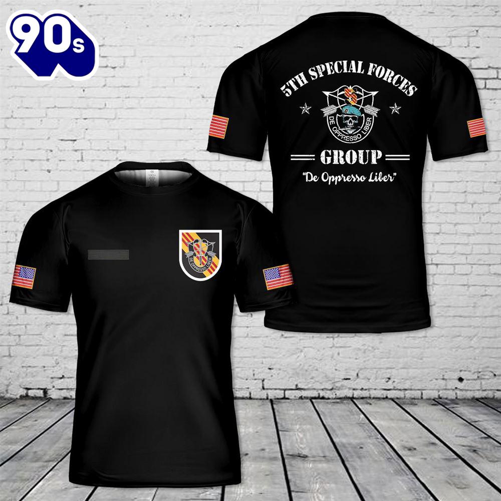 Custom Name US Army Special 5th Special Forces Group (5th SFG)(A)) T-Shirt 3D Custom Name US Army Special 5th Special Forces Group (5th SFG)(A)) T-Shirt 3D