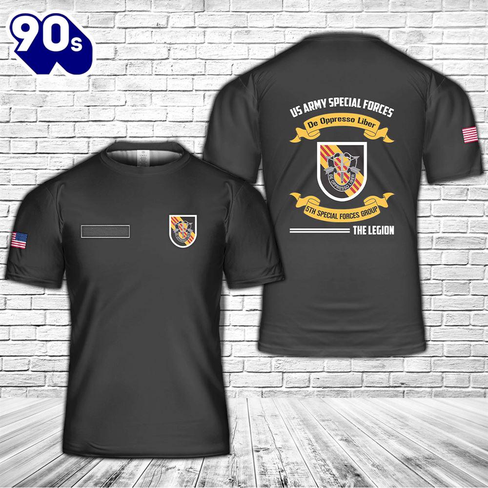 Custom Name US Army Special 5th Special Forces Group (5th SFG)(A) T-Shirt 3D Custom Name US Army Special 5th Special Forces Group (5th SFG)(A) T-Shirt 3D
