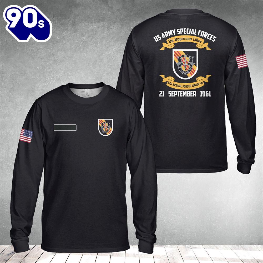 Custom Name US Army Special Forces 5th Special Forces Group (Airborne) (5th SFG (A)) Long Sleeve Shirt Custom Name US Army Special Forces 5th Special Forces Group (Airborne) (5th SFG (A)) Long Sleeve Shirt