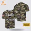 Custom Name US Army Veteran Rank American Flag Camouflage Pattern Baseball Jersey 4th Of July
