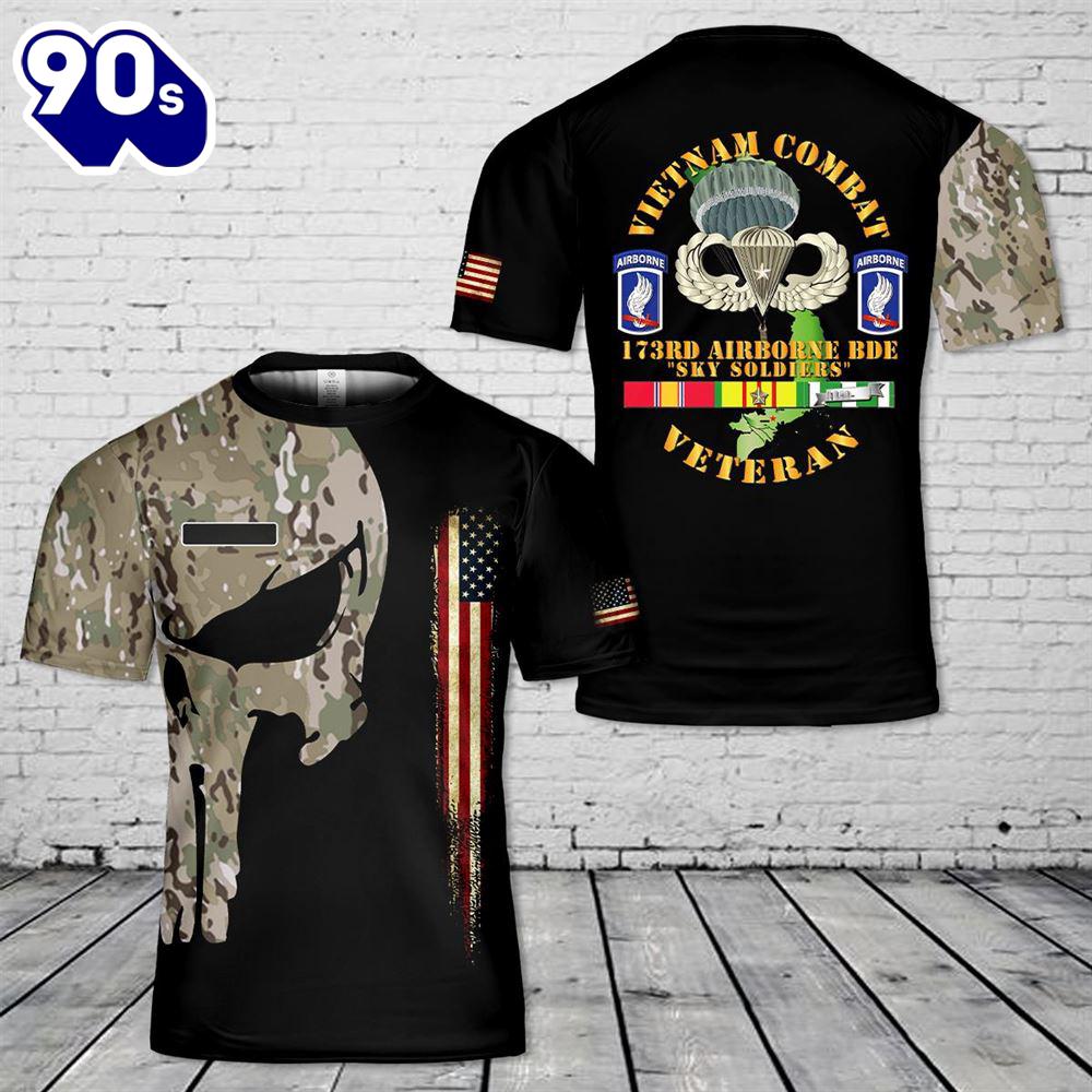 Custom Name US Army Vietnam Combat Infantry Veteran With 173rd Airborne Bde SSI V1 T-Shirt 3D Custom Name US Army Vietnam Combat Infantry Veteran With 173rd Airborne Bde SSI V1 T-Shirt 3D