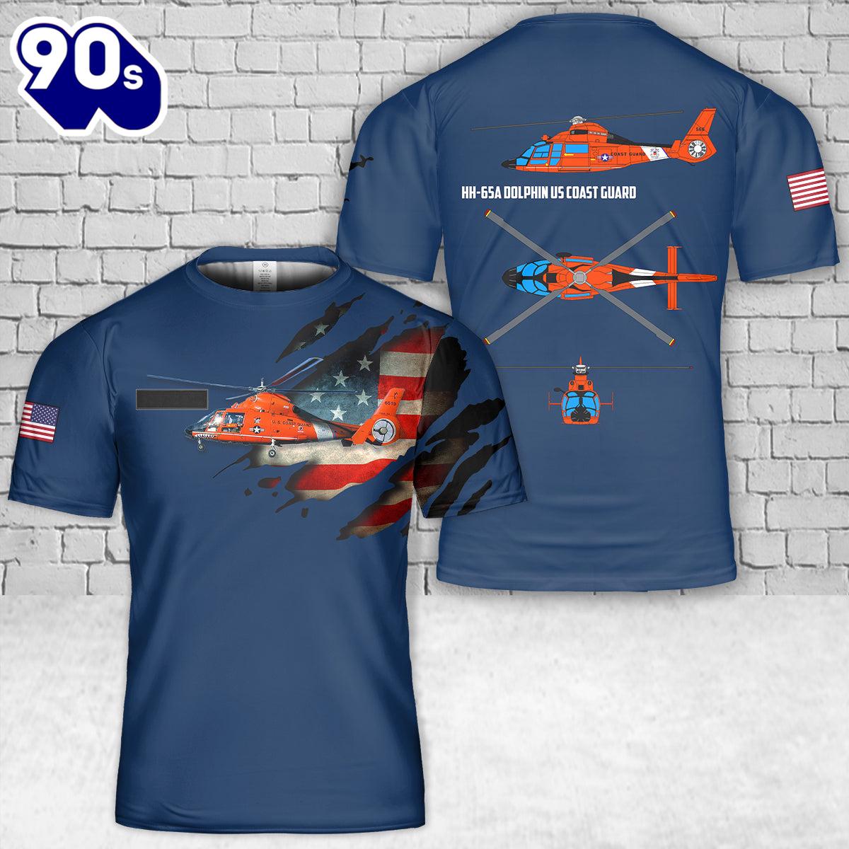 Custom Name US Coast Guard HH-65A Dolphin T-Shirt 3D , Veteran Shirt Custom Name US Coast Guard HH-65A Dolphin T-Shirt 3D , Veteran Shirt