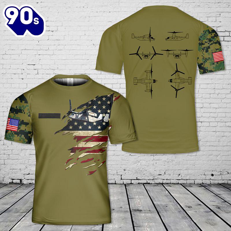 Custom Name U.S. Marine Corps Bell Boeing MV-22B Osprey T-Shirt 3D , Veteran Shirt Custom Name U.S. Marine Corps Bell Boeing MV-22B Osprey T-Shirt 3D , Veteran Shirt