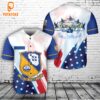 Custom Name US Navy Blue Angles American Flag 4th Of July Baseball Jersey 4th Of July