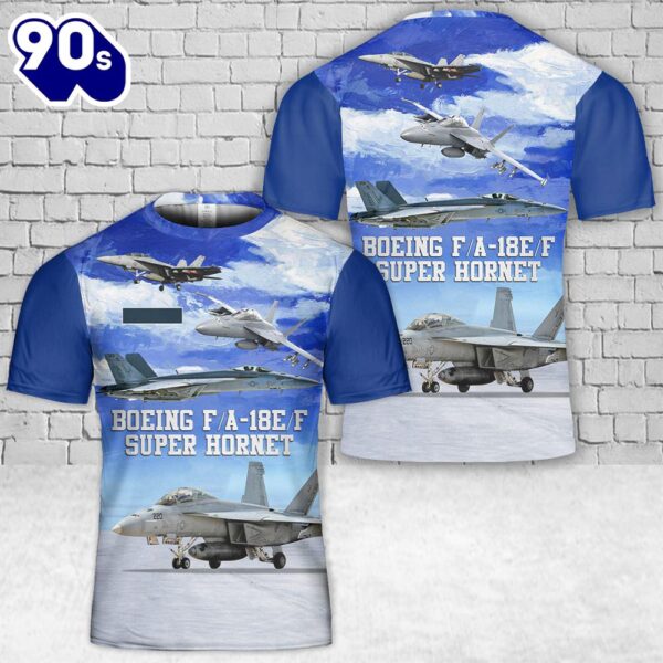 Custom Name US Navy Boeing FA-18EF Super Hornet T-Shirt 3D