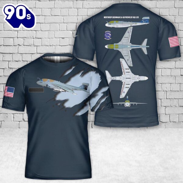 Custom Name US Navy Northrop Grumman EA-6B Prowler VAQ-139 T-Shirt 3D