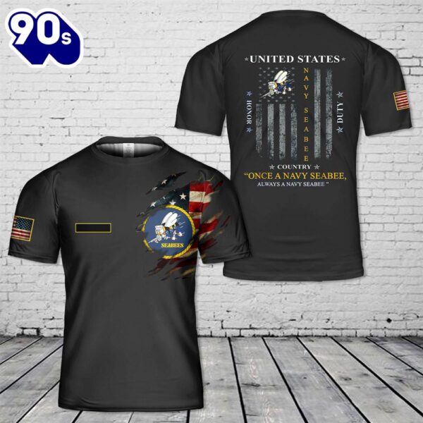 Custom Name US Navy Seabee 3D T-Shirt 2