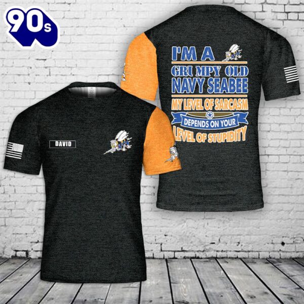 Custom Name US Navy SEABEES Naval Construction Force (NCF) 3D T-Shirt