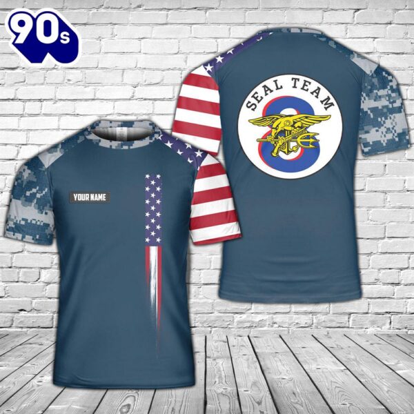 Custom Name US Navy SEAL Team 8 3D T-shirt
