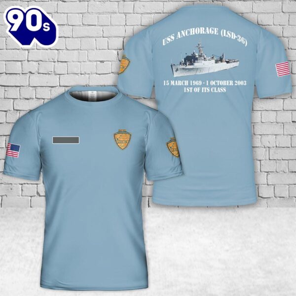 Custom Name US Navy USS Anchorage (LSD 36) T-Shirt 3D