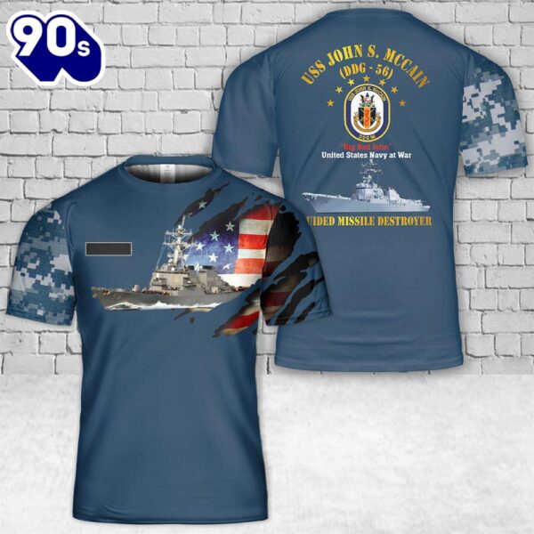 Custom Name US Navy USS John S. McCain (DDG-56) T-Shirt 3D