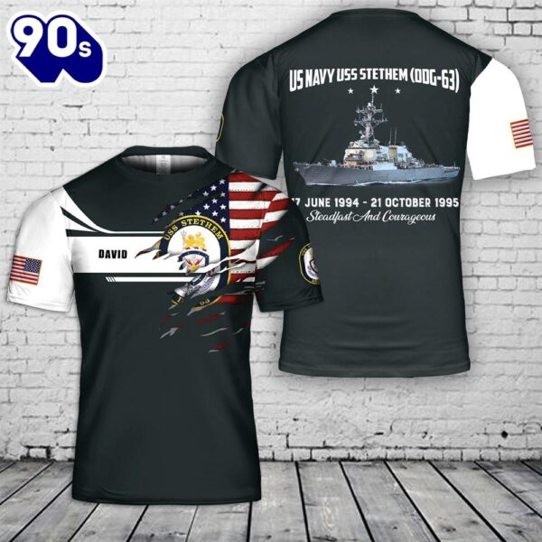 Custom Name US Navy USS Stethem (DDG-63) 3D T-Shirt