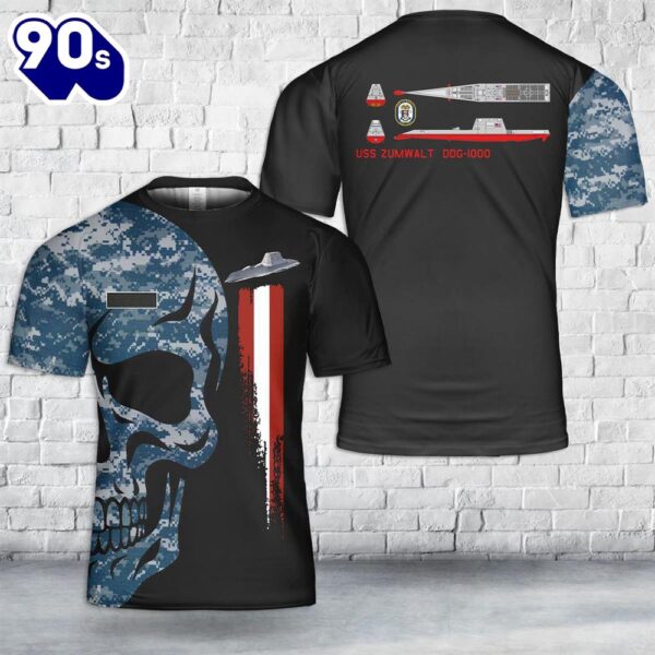 Custom Name US Navy USS Zumwalt (DDG-1000) T-Shirt 3D