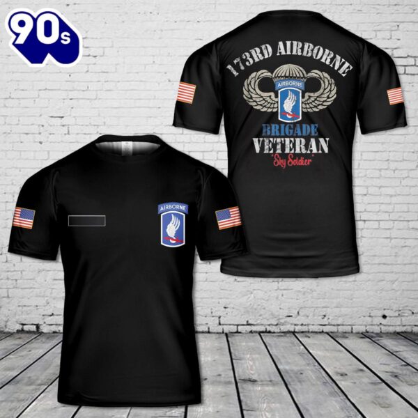 Custom Name US Paratrooper 173rd Airborne Brigade Veteran Sky Soldier T-Shirt 3D , Veteran Shirt