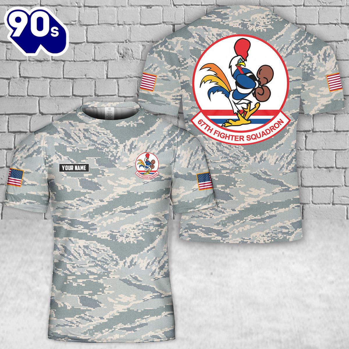 Custom Name USAF 67th Fighter Squadron 3D T-Shirt , Veteran Shirt Custom Name USAF 67th Fighter Squadron 3D T-Shirt , Veteran Shirt