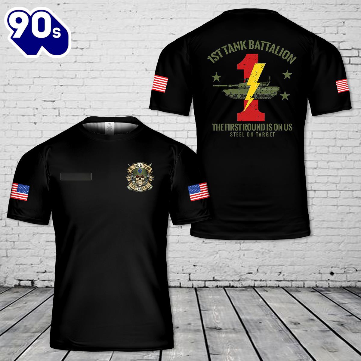 Custom Name USMC M1A1 TUSK 1st Tank Battalion, 1st Marines Division T-Shirt 3D , Veteran Shirt Custom Name USMC M1A1 TUSK 1st Tank Battalion, 1st Marines Division T-Shirt 3D , Veteran Shirt