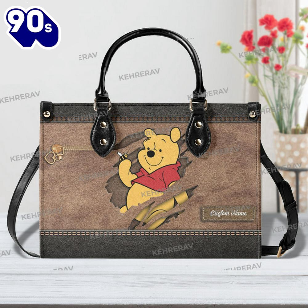 Custom Personalized Winnie The Pooh Leather Handbag Custom Personalized Winnie The Pooh Leather Handbag