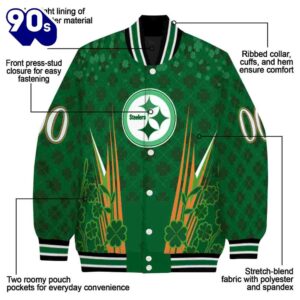 Custom Pittsburgh Steelers Shamrock Pattern Green Jacket