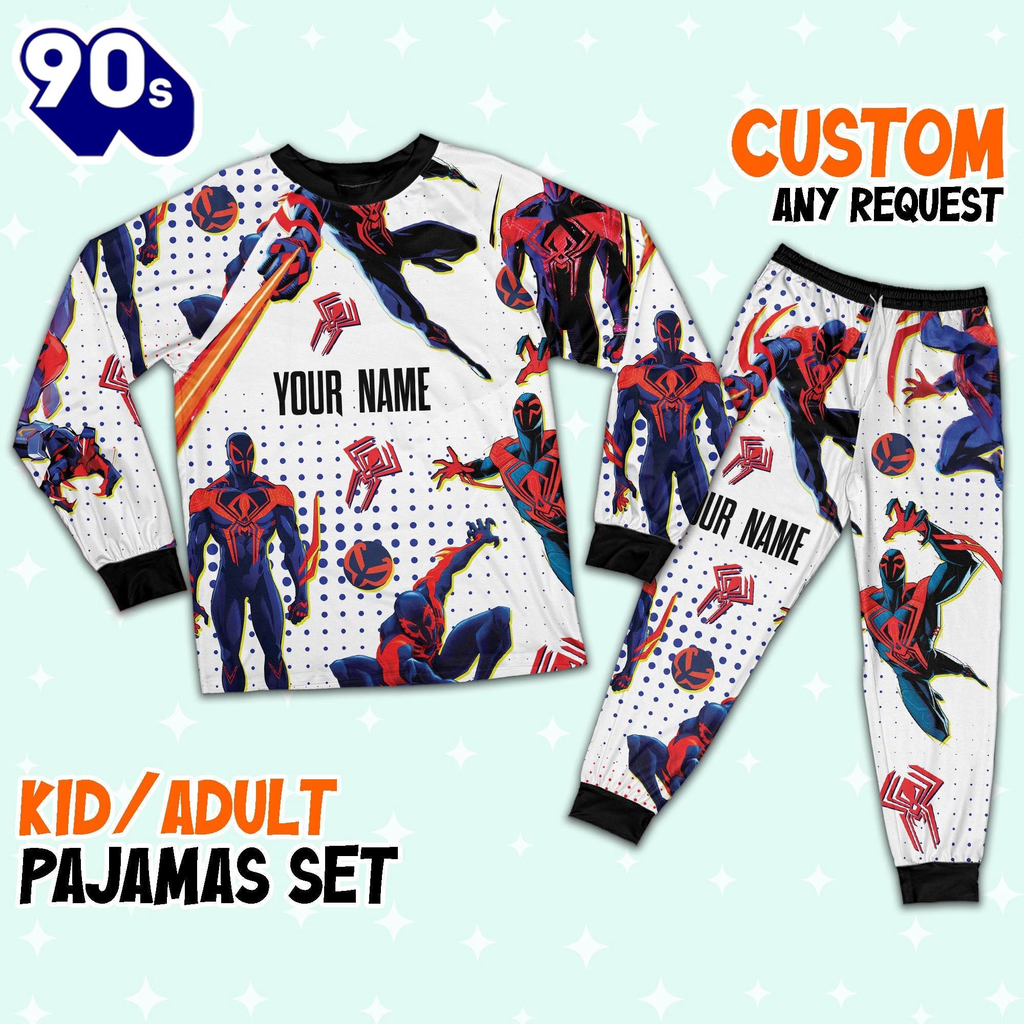 Custom Spiderman 2099 Colorful Pajamas - Movie Cartoon Holiday Pajamas Custom Spiderman 2099 Colorful Pajamas - Movie Cartoon Holiday Pajamas