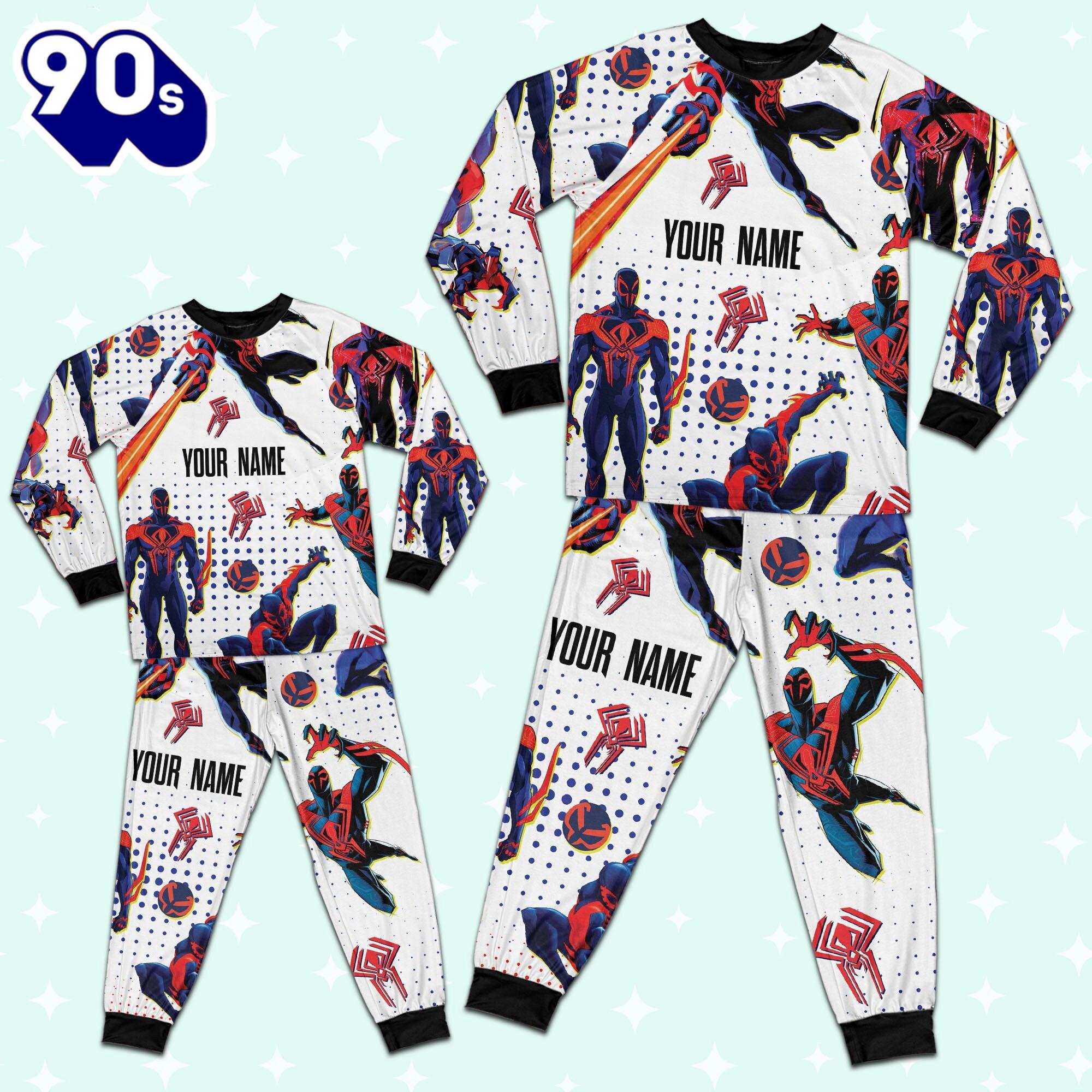 Custom Spiderman 2099 Colorful Pajamas - Movie Cartoon Holiday Pajamas Custom Spiderman 2099 Colorful Pajamas - Movie Cartoon Holiday Pajamas