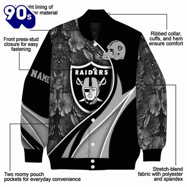 Customized Las Vegas Raiders Floral Print Black Jacket