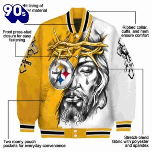 Customized Pittsburgh Steelers Jesus Tears Gold White Jacket